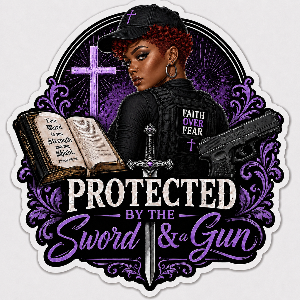 Protected By The Sword & A Gun Sticker