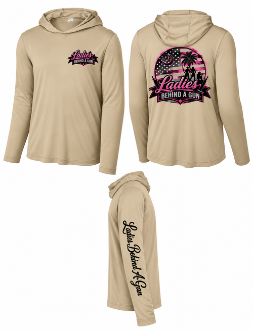 Long Sleeve UPF Ladies Behind A Gun Hoodie
